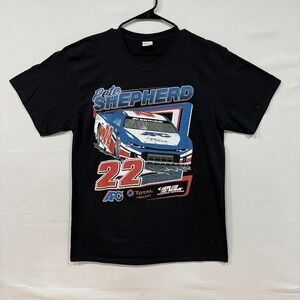 Pete Shepherd Racing T-Shirt Mens L Black #22 Graphic Car Auto NASCAR Y2K